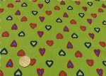 Little hearts cotton poplin green fabric with hearts